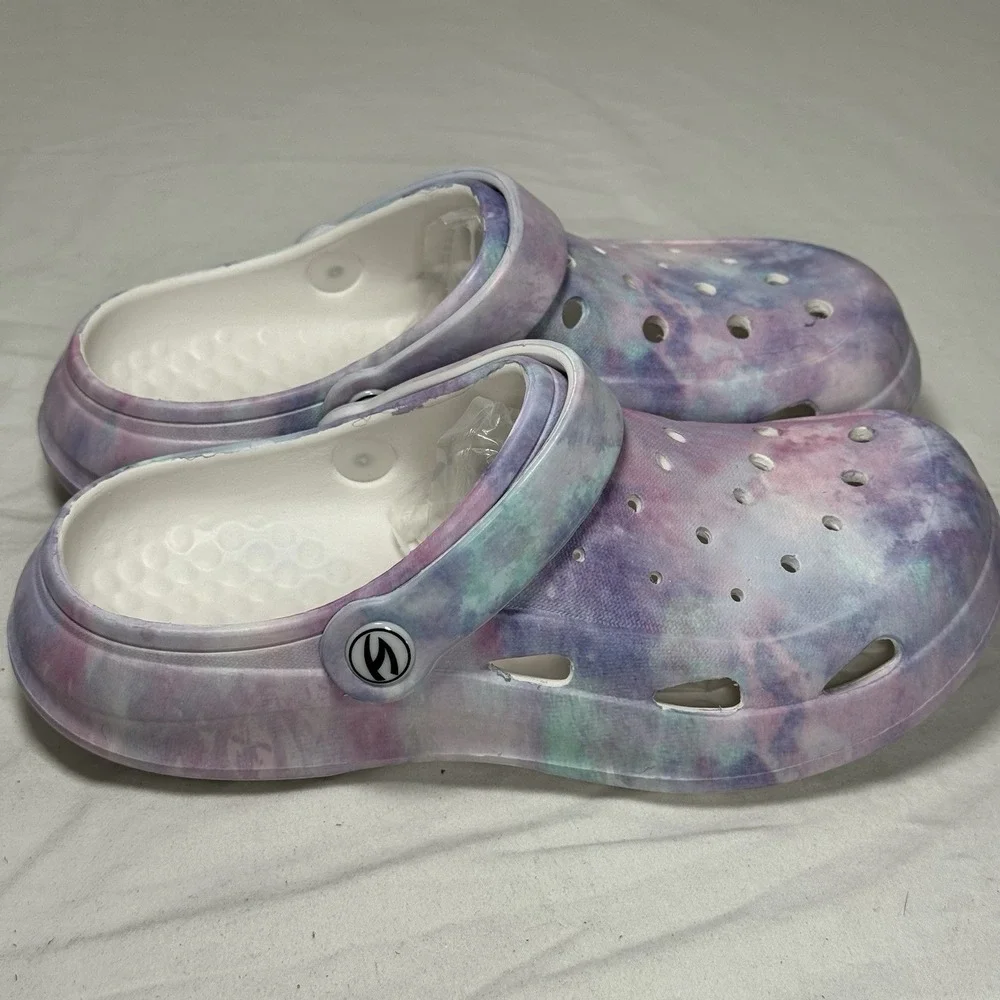 Kids Tie Dye Clogs Slides Sandals Size US 4 EU‎ 35 Slip On Lightweight Comfort